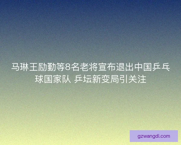 马琳王励勤等8名老将宣布退出中国乒乓球国家队 乒坛新变局引关注